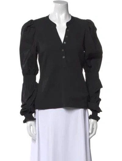 Pre-owned Veronica Beard V-neck Long Sleeve Blouse In Black