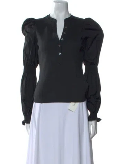 Pre-owned Veronica Beard V-neck Long Sleeve Blouse In Black