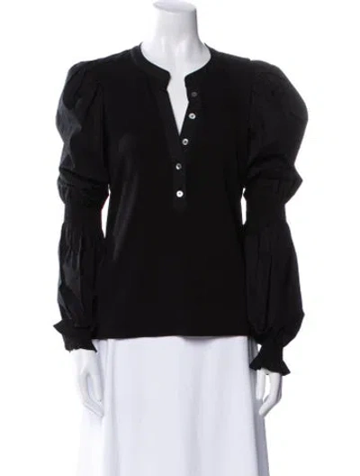 Pre-owned Veronica Beard V-neck Long Sleeve Blouse In Black