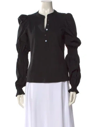 Pre-owned Veronica Beard V-neck Long Sleeve Blouse In Black