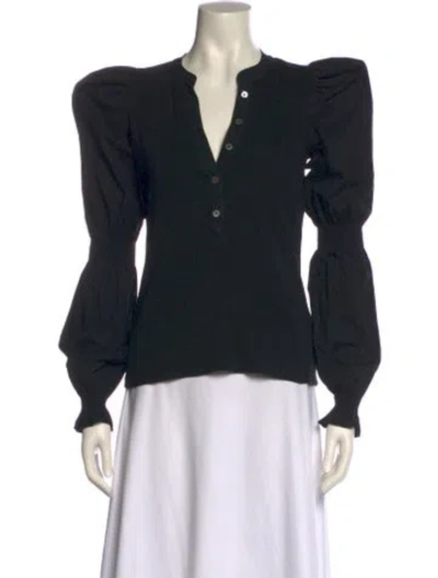 Pre-owned Veronica Beard V-neck Long Sleeve Blouse In Black