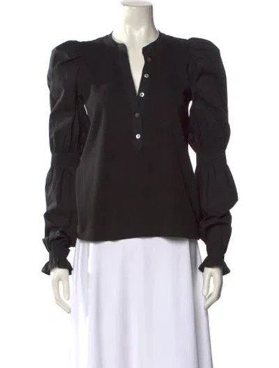 Pre-owned Veronica Beard V-neck Long Sleeve Blouse In Black