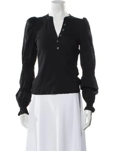 Pre-owned Veronica Beard V-neck Long Sleeve Blouse In Black