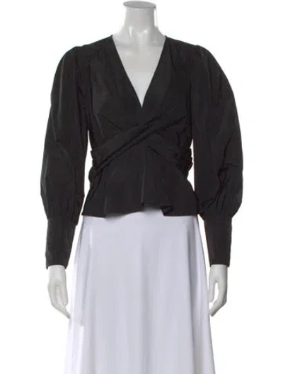 Pre-owned Veronica Beard V-neck Long Sleeve Blouse In Black