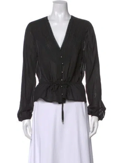 Pre-owned Veronica Beard V-neck Long Sleeve Blouse In Black