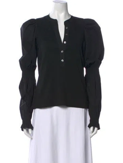 Pre-owned Veronica Beard V-neck Long Sleeve Blouse In Black