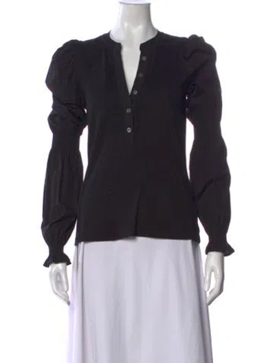 Pre-owned Veronica Beard V-neck Long Sleeve Blouse In Black