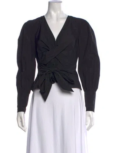 Pre-owned Veronica Beard V-neck Long Sleeve Blouse In Black