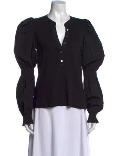 Pre-owned Veronica Beard V-neck Long Sleeve Blouse In Black