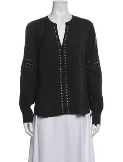 Pre-owned Veronica Beard V-neck Long Sleeve Blouse In Blue