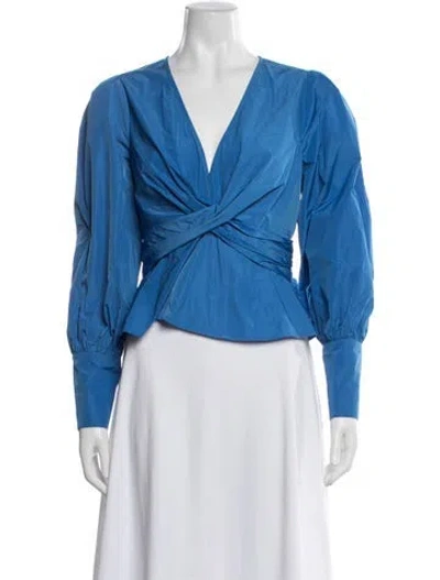 Pre-owned Veronica Beard V-neck Long Sleeve Blouse In Blue