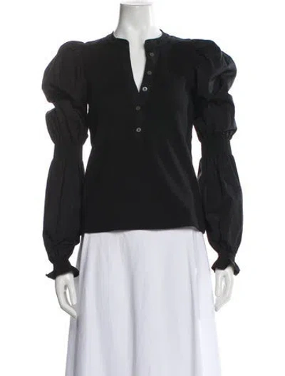 Pre-owned Veronica Beard V-neck Long Sleeve Blouse In Gray