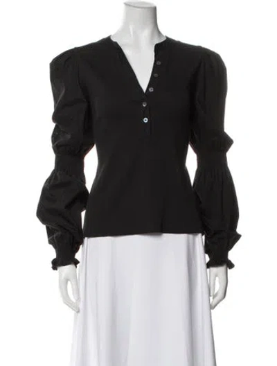 Pre-owned Veronica Beard V-neck Long Sleeve Blouse In Gray