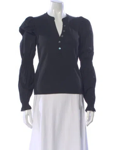 Pre-owned Veronica Beard V-neck Long Sleeve Blouse In Gray