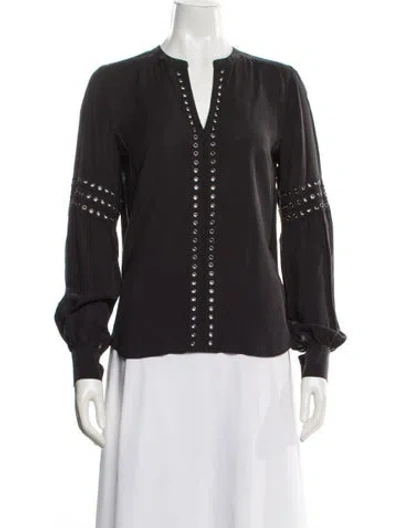 Pre-owned Veronica Beard V-neck Long Sleeve Blouse In Multi