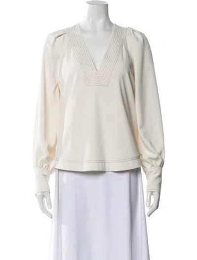 Pre-owned Veronica Beard V-neck Long Sleeve Blouse In Neutral