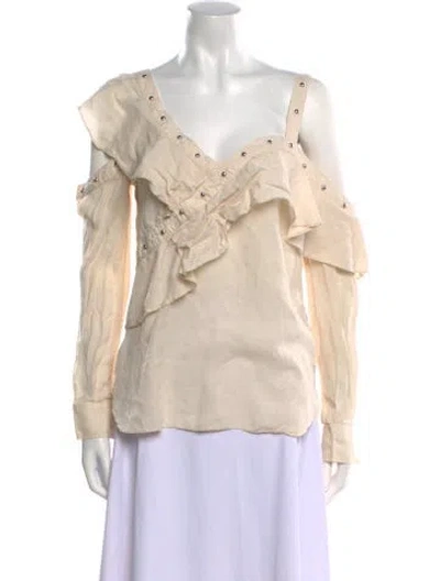 Pre-owned Veronica Beard V-neck Long Sleeve Blouse In Neutral