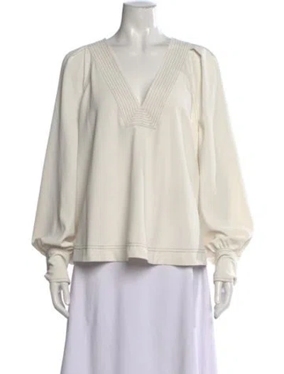 Pre-owned Veronica Beard V-neck Long Sleeve Blouse In Neutral