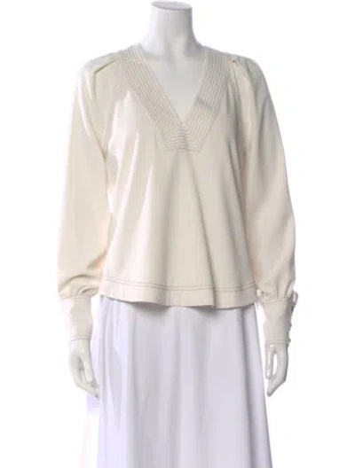 Pre-owned Veronica Beard V-neck Long Sleeve Blouse In Neutral