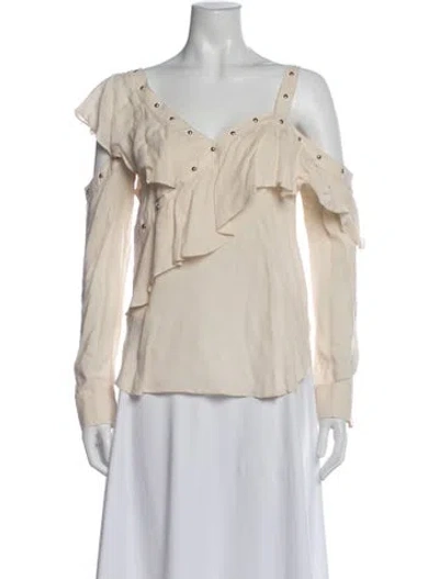 Pre-owned Veronica Beard V-neck Long Sleeve Blouse In Neutral