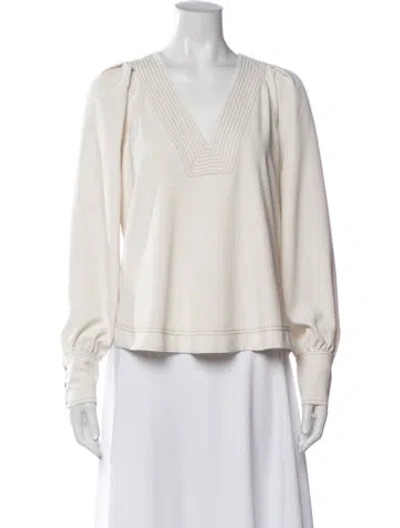 Pre-owned Veronica Beard V-neck Long Sleeve Blouse In Neutrals