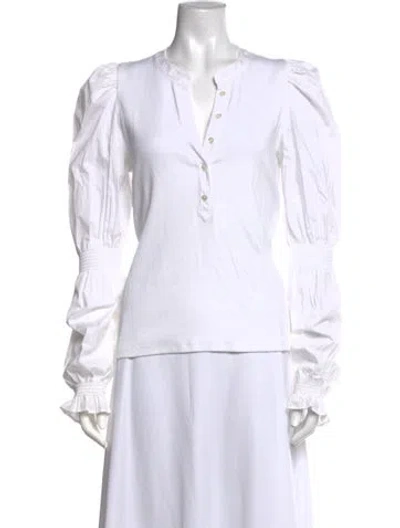 Pre-owned Veronica Beard V-neck Long Sleeve Blouse In Neutrals