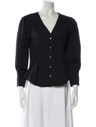 Pre-owned Veronica Beard V-neck Long Sleeve Blouse In Purple