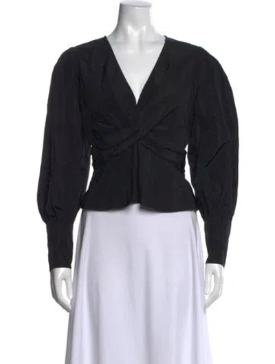 Pre-owned Veronica Beard V-neck Long Sleeve Blouse W/ Tags In Black