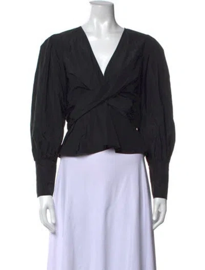 Pre-owned Veronica Beard V-neck Long Sleeve Blouse W/ Tags In Black
