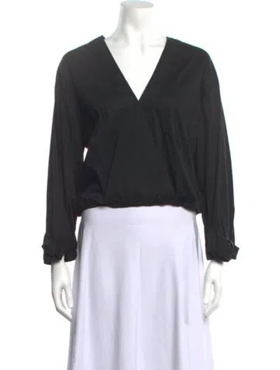 Pre-owned Veronica Beard V-neck Long Sleeve Blouse W/ Tags In Black