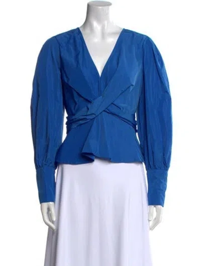 Pre-owned Veronica Beard V-neck Long Sleeve Blouse W/ Tags In Blue