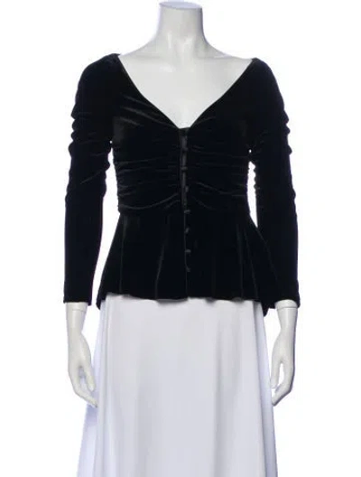 Pre-owned Veronica Beard V-neck Long Sleeve Blouse W/ Tags In Green