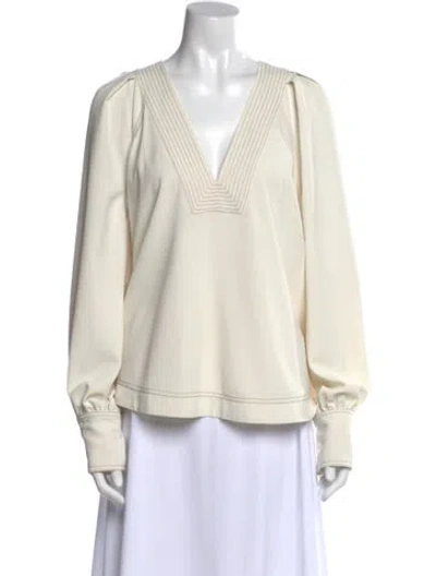 Pre-owned Veronica Beard V-neck Long Sleeve Blouse W/ Tags In Neutral