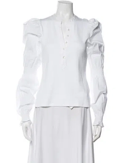 Pre-owned Veronica Beard V-neck Long Sleeve Blouse W/ Tags In White