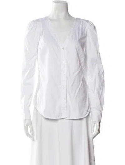 Pre-owned Veronica Beard V-neck Long Sleeve Blouse In White