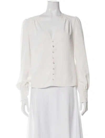 Pre-owned Veronica Beard V-neck Long Sleeve Blouse In White