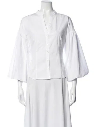 Pre-owned Veronica Beard V-neck Long Sleeve Blouse In White