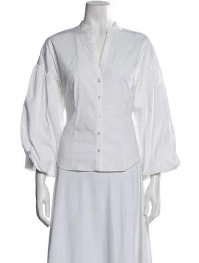 Pre-owned Veronica Beard V-neck Long Sleeve Blouse In White