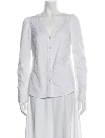 Pre-owned Veronica Beard V-neck Long Sleeve Blouse In White
