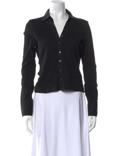 Pre-owned Veronica Beard V-neck Long Sleeve Button-up Top In Blue