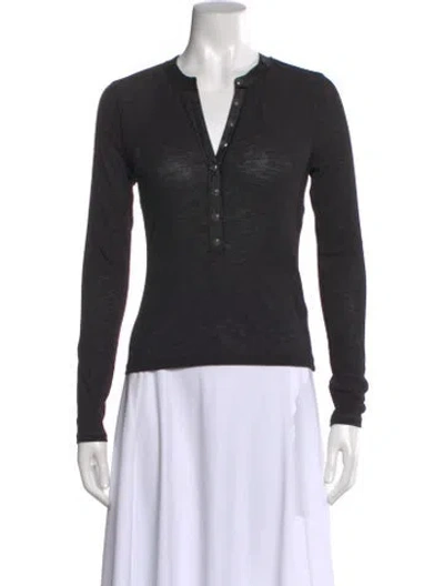 Pre-owned Veronica Beard V-neck Long Sleeve Button-up Top In Blue