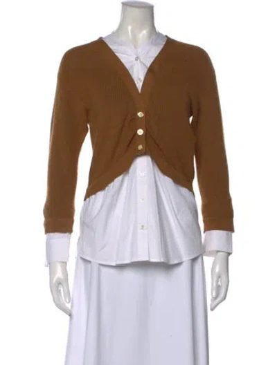 Pre-owned Veronica Beard V-neck Long Sleeve Button-up Top In Brown