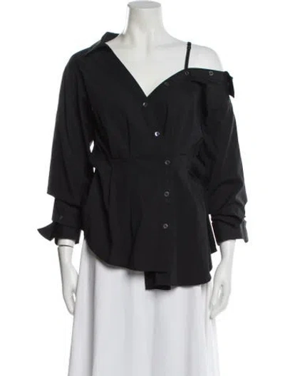 Pre-owned Veronica Beard V-neck Long Sleeve Button-up Top In Gray