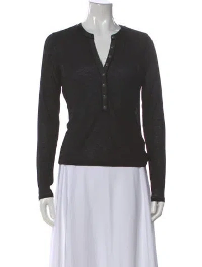 Pre-owned Veronica Beard V-neck Long Sleeve Button-up Top In Gray