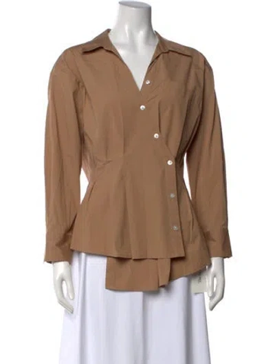 Pre-owned Veronica Beard V-neck Long Sleeve Button-up Top In Neutral