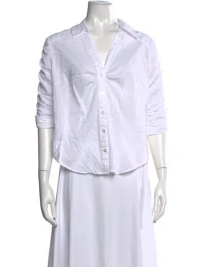 Pre-owned Veronica Beard V-neck Long Sleeve Button-up Top In Neutral