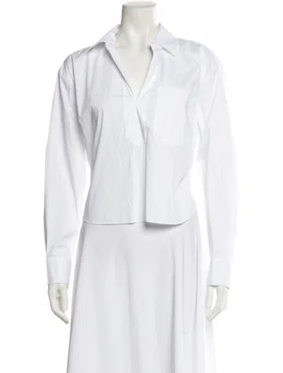 Pre-owned Veronica Beard V-neck Long Sleeve Button-up Top W/ Tags In White