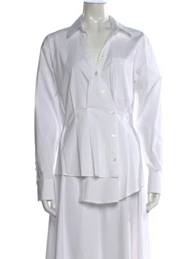 Pre-owned Veronica Beard V-neck Long Sleeve Button-up Top In White