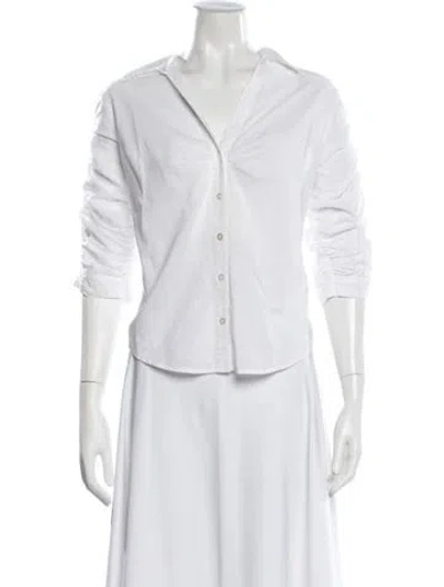 Pre-owned Veronica Beard V-neck Long Sleeve Button-up Top In White