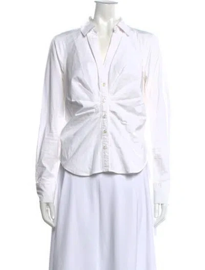 Pre-owned Veronica Beard V-neck Long Sleeve Button-up Top In White